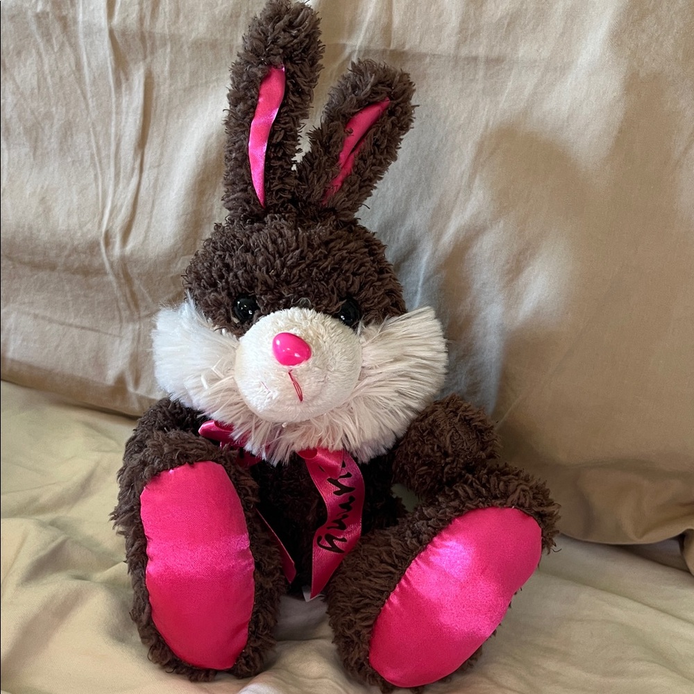 New Chocolate Scented stuffed animal Brown and Pink Plush Bunny Rabbit Easter To